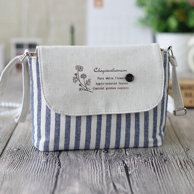 

Tailored Women Fresh Striped Girls Shoulder Bags Cotton Bags Small Crossbody Bag