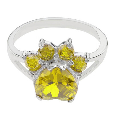 

birthday jewelry Dog Animal Paw Print Birthstone Sterling Ring Pet Paw at The Animal Simple Fashion ring For Lovers