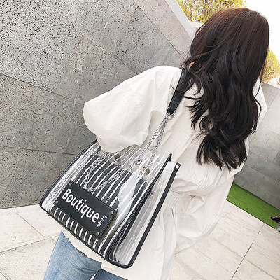 

Ins super fire pack female 2019 new Korean version of the girl beach bag jelly transparent package large capacity shoulder bag