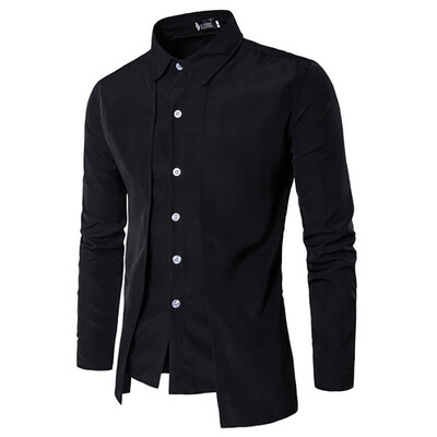 

Men\s New Fake Two-Piece Casual Double-Breasted Fashion Long-Sleeved Shirt