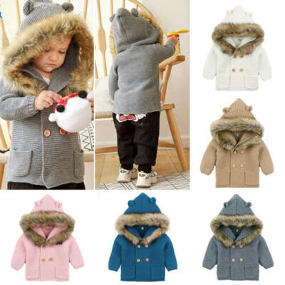 

UK Kid Boy Girl Knitted Warm Outwear Coat Cardigans Winter Jacket Clothes Outfit