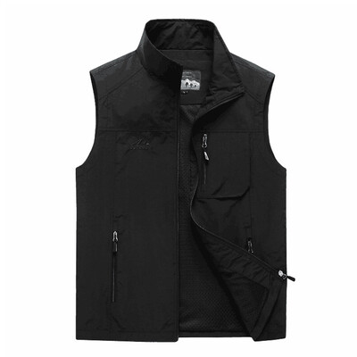 

Men Vest Jacket Outdoor Fishing Photography Solid Color Pocket Casual Waistcoat