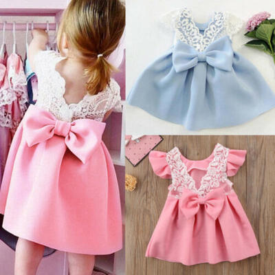 

Baby Girls Toddler Princess Bow Dresses Kids Ball Gown Party Dress Sundress