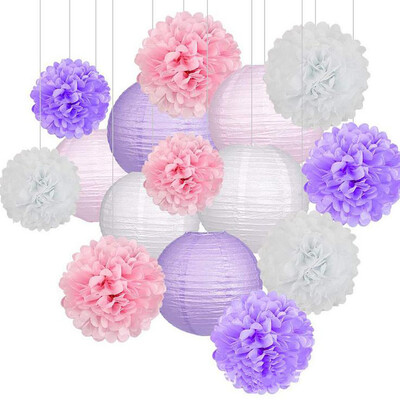 

Gobestart Paper Flower Ball Paper Lantern Set Birthday Party Wedding Decoration 15pcsset