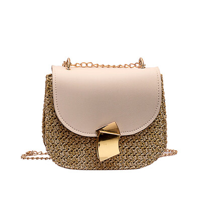 

Elegant Women Straw Messenger Bag Flap Crossbody Bags Fashion Small Retro Chain Rattan Shoulder Bag Bolsa Feminina T10