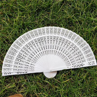 

Siaonvr Wedding Hand Fragrant Party Carved Bamboo Folding Fan Chinese Style Wooden