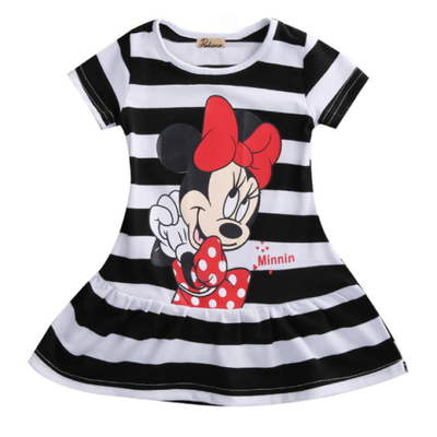

Infants Baby Girls Cartoon Summer Minnie Mouse Striped Short Sleeve Dress Outits