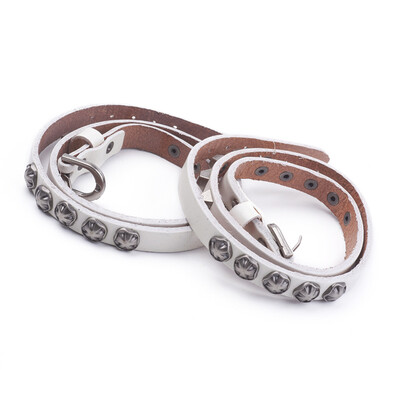 

Leather Belts With Alloy Findings Antique Silver Metal Color White 625x11x6mm