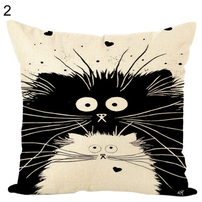 

Cartoon Cat Kitten Throw Pillow Case Cushion Cover Sofa Car Home Office Decor