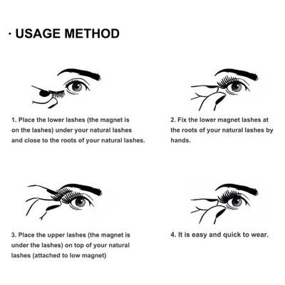 

HUAPAN 1pair 3D Magnetic Fiber Fake Eyelashes Handmade Magnet False Eyelash