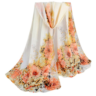 

Gobestart Fashion Lady Women Peony Prints Shawl Chiffon Scarf