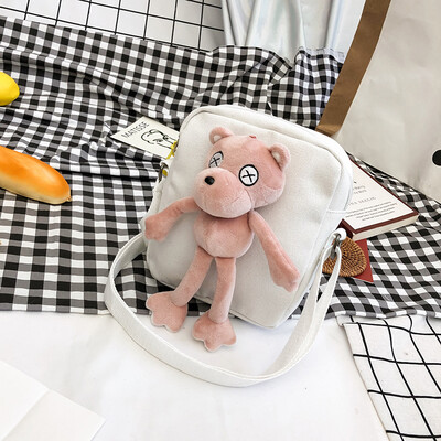 

Bags canvas bags ladies one shoulder diagonal bags cute dolls students Korean version of the ancient girl inssen Departmen