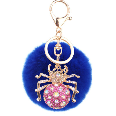 

Keychain alloy studded spider hanging bag mobile phone accessories cute animal rex rabbit hair car pendant