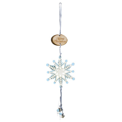 

Christmas Decorations Wood Carving Snowflake Ornament With Christmas Bell Pendant Festive Party Supplies