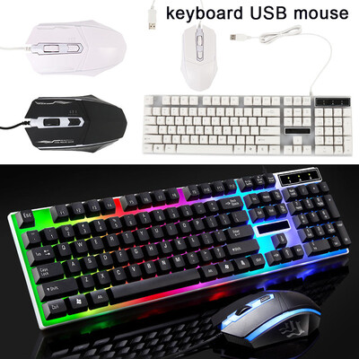 

Wired Usb Light Keyboard And Mouse Set Computer Mechanical Touch Backlight Keyboard And Mouse Set