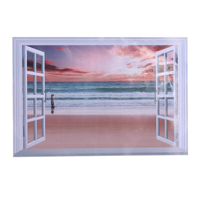 Living Room Bedroom Wall Stickers Decor 3D Pink Beach Girl 5070cm