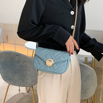 

Textured small fragrance bag female bag new 2019 Korean version of the stylish rhombic versatile chain shoulder slung small square bag