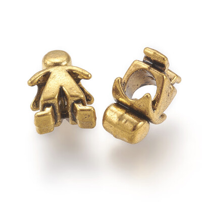 

Tibetan Style European Beads Cadmium Free & Lead Free Human Antique Golden 14x10x7mm Hole 5mm