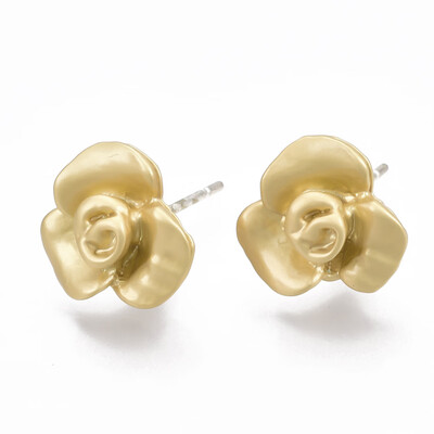 

Alloy Stud Earrings with Steel Pin Matte Style Flower Matte Golden 105x105115mm Pin 07mm