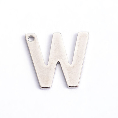 

304 Stainless Steel Letter Charms LetterW 12x11x08mm Hole 1mm