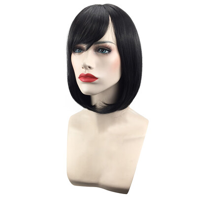 

Gobestart Bob Style Wig Womens Short Straight Full Hair Wigs Cosplay Party Neat BangsB