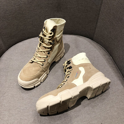 Black martin boots female summer English wind thin breathable Joker high boots canvas short boots