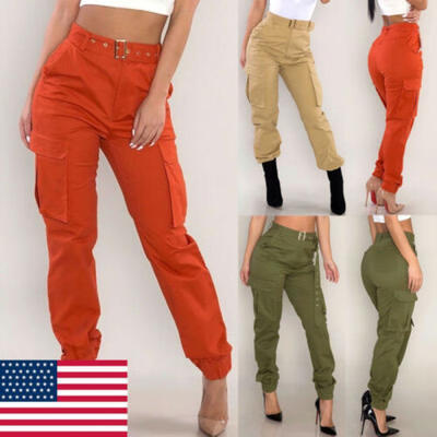 

Womens Army Casual Cargo Trousers Pant Combat Military Jogger Cargo Sports Pants