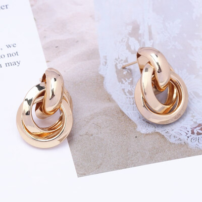 

8 Styles Big Circle Earrings for Women Simple Metal Statement Earrings Twisted Round Drop Earrings Knot Wedding Party Jewelry