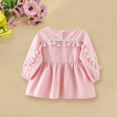 

Long Sleeve Fashion Fringed Princess Dress Stitching Baby Girls Dress Children Princess Kids Clothes Dress vestir