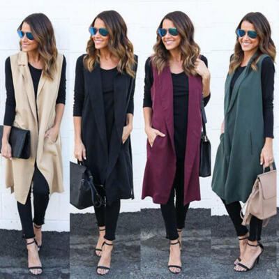 

Celeb Womens Casual Loose Long Duster Coat Jacket Cardigan Suit Vest Waistcoat
