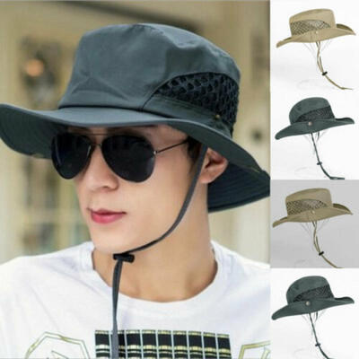 

Bucket Hat Cap Cotton Fishing Boonie Brim Visor Sun Safari Summer Men Camping
