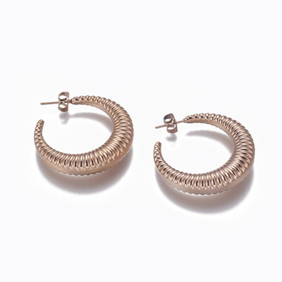 

304 Stainless Steel Stud Earrings with Ear Nuts Rose Gold 38385mm in diameter Pin 09mm