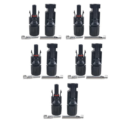 

5 Pair MC4 Male Female Solar Panel Cable Connectors Double Seal Rings for Better Waterproof Effect IP67