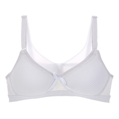 

1pc Teen Girls Underwear Soft Padded Cotton Soild Triangle Plaid Comfort Mesh Bra for Young Girls Small Training Bra