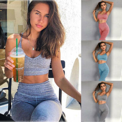 

Women Work Out Gym Clothes Sets Running Yoga Fitness Sportwear TopsPants