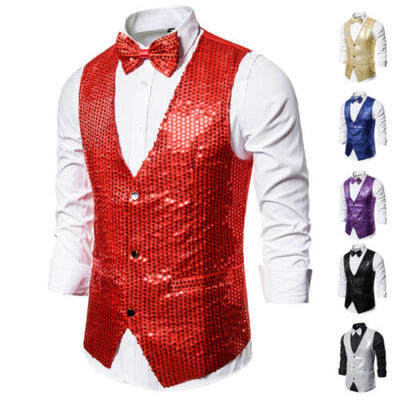 

3 Buttons Bling Sequins Gentleman UK Men Tuxedo Suit Party Coat Blazer Jacket
