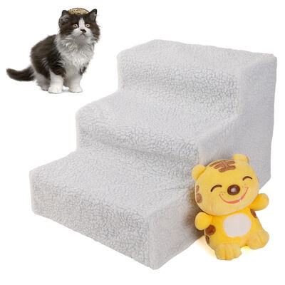 

Ktaxon Plastic 3 Steps Pet Stairs Cat step Ladder Dog Climb Ramp Beige White