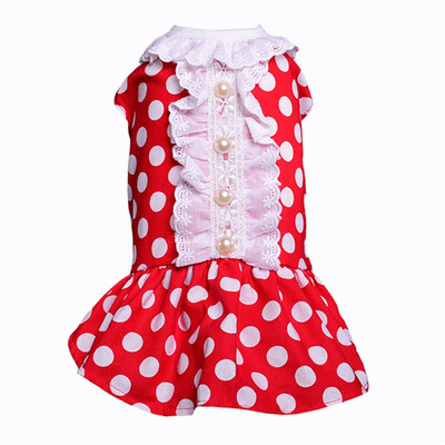 

Dresses For Cats Cute Suit Thin Small Dogs Wave Pearl Clothes
