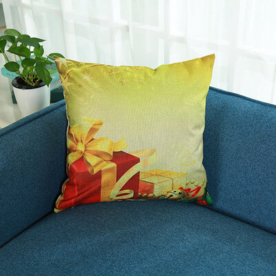 

Tailored Merry Christmas Print Pillowcase Linen Cotton Sofa Cushion Cover Home Decor