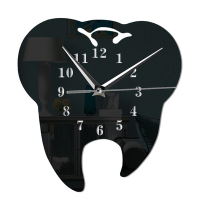 

Gobestart 3D Creative Creative Teeth Acrylic Mirror Wall Clock Home Decoration Wall Clock