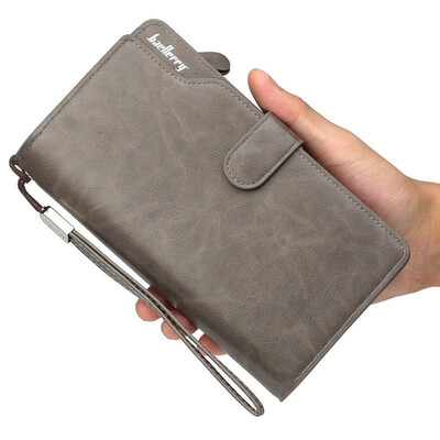 

Men Wallet Baellerry PU Leather Fold Long Design High Capacity Multifunction Zipper Wristlet Clutch Bag