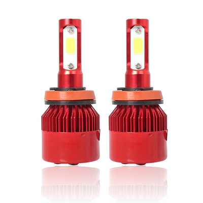 

H11 S2R 2PCS Led Cob LED Chip Car Headlamp 36W 6000k White Light 8000LM Car Bulb Fog Light Red