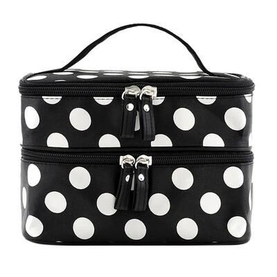 

Dual Layer Cosmetic Dot Beauty Makeup Portable Case Toiletry Bag Organizer