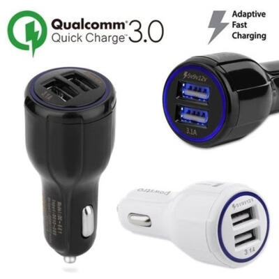 

QC30 Fast Car Charger Adapter 36W QC30 Certified Quick Charge Dual 2 USB Port