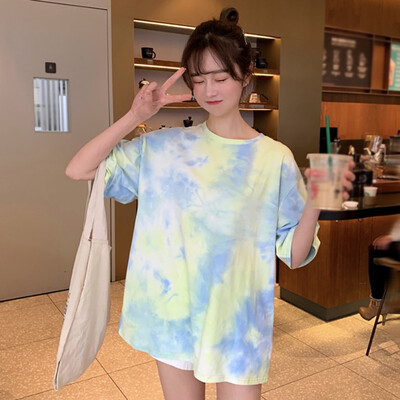 

woman Tie Dye Harajuku Funny Tshirt Summer ladies Japan Streetwear Hip Hop Tees Shirts Korean Tops T-shirt