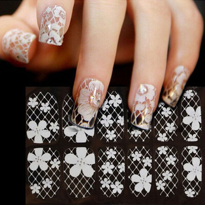 

〖Follure〗Lace Diamond Flower Stickers Nail Art Tips
