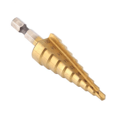

Greensen 1pc High Speed Steel Titanium Coated Step Drill Bit Hole Cutter Hex Shank Power Tools 4-20mm