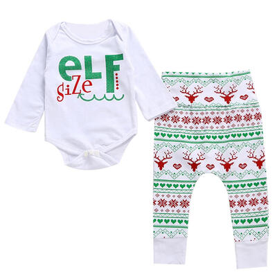 

2pcsset Christmas Baby Girls Boys Long Sleeve Xmas Nightwear Sleepwear Set