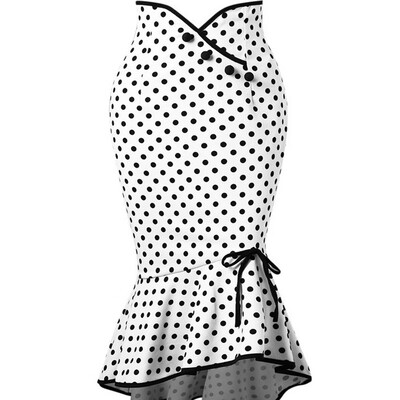 

Women Vintage High Waist Polka Dot Skater Flared Long Skirt Pleated Party Dress