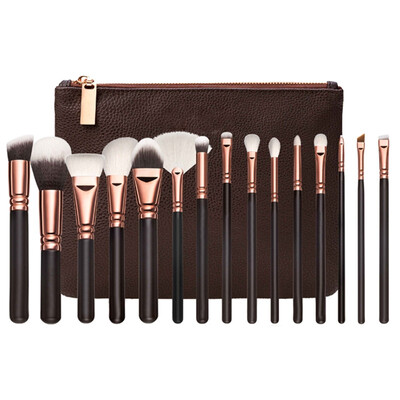 

15pcs Makeup Brush Set Foundation Loose Powder Blush Eyeshadow Facial Contour Brightening Eyebrow Fan Brush Makeup Tool Set